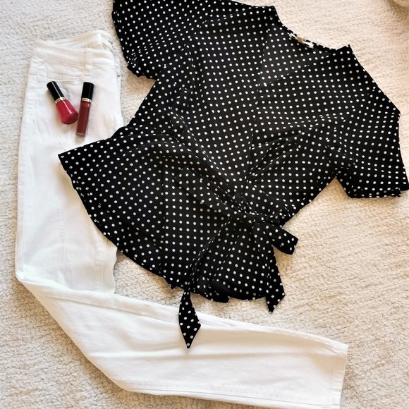 Monteau Polka Dot Blouse M - Picture 1 of 5